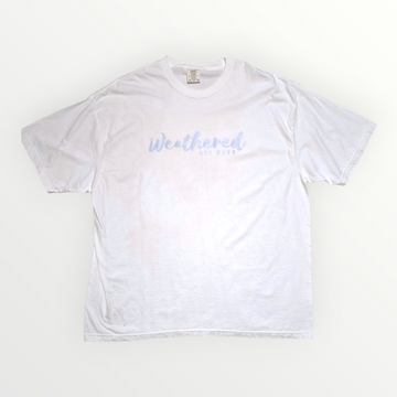 White Tee with Baby Blue Logo - 3X