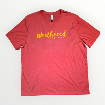 Heather Red Tee with Yellow Logo - size 2XL