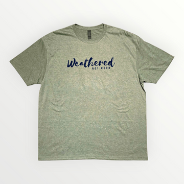 Heather Green Tee with Blue Logo - size 2X