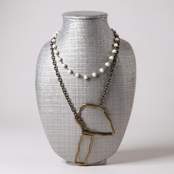 White Turquoise with Antique Bronze Chain & Accents