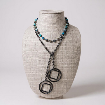 Turquoise Jasper and Gunmetal Chain & Accents