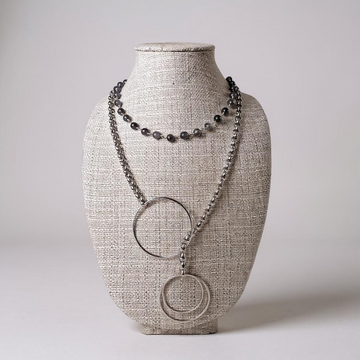 Gray Jade with Stainless Steel Chain & Accents