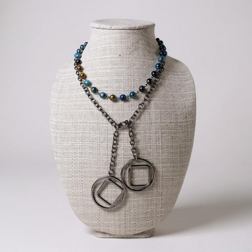 Multi-colored Tiger's Eye with Gunmetal Chain & Accents