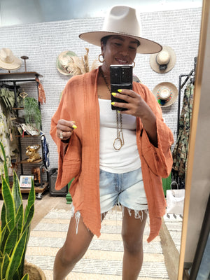 Flounce Sleeve Kimono Wrap Top