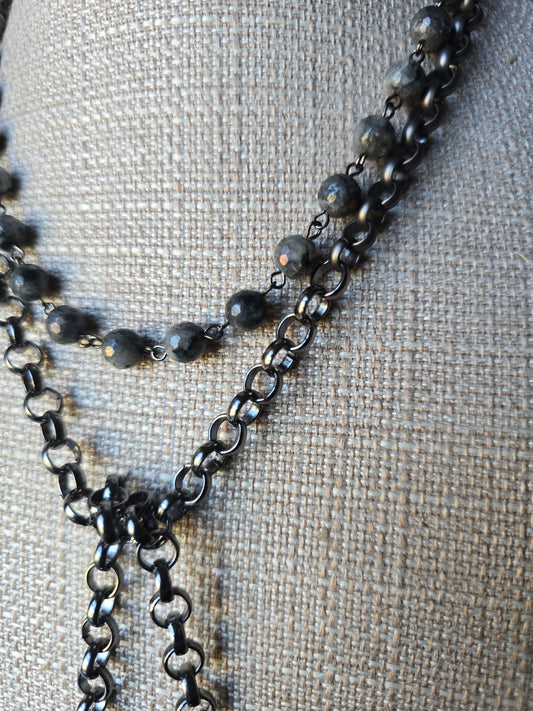 Labradorite Stones with Gunmetal Chain & Connectors