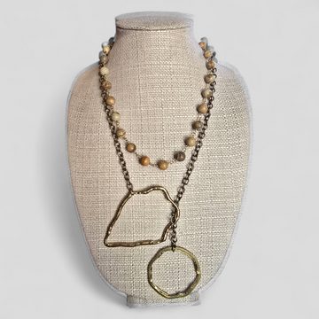Jasper Stones with Antique Bronze Chain & Accents