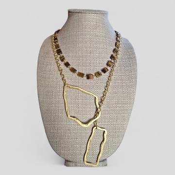 Tiger's Eye Stones with Gold Chain & Accents