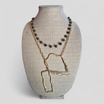 Emerald Green Jasper Stones with Gold Chain & Accents