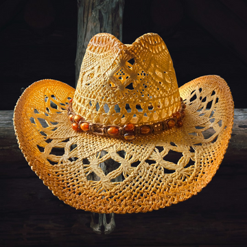 Boho Beaded Straw Cowboy Hat