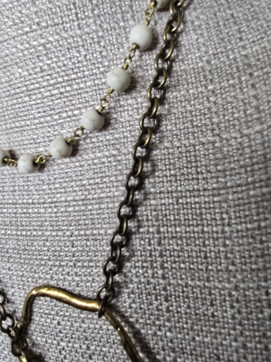 White Turquoise with Antique Bronze Chain & Accents
