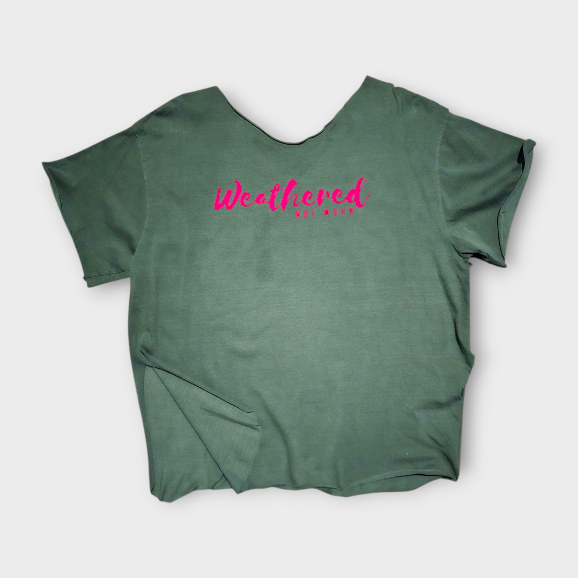 Off-shoulder Side Slit Moss with Fuschia Logo - size XL