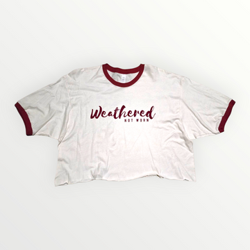 Cropped Red Ringer Tee - size XL