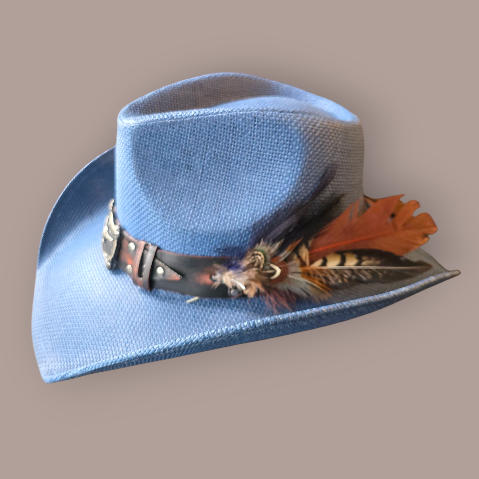 Blue Steer Straw  Cowboy Hat