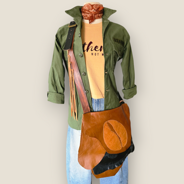 Cowrie Shell Leather Crossbody