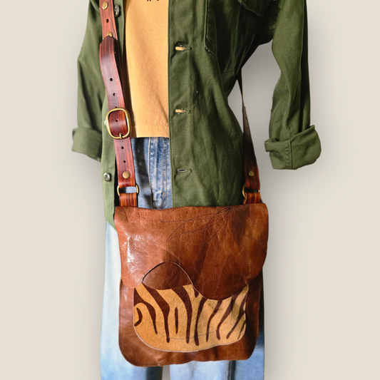 Zebra Print Leather Crossbody