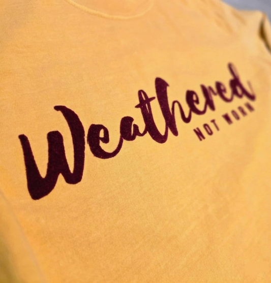 Mustard Tee with Maroon Logo