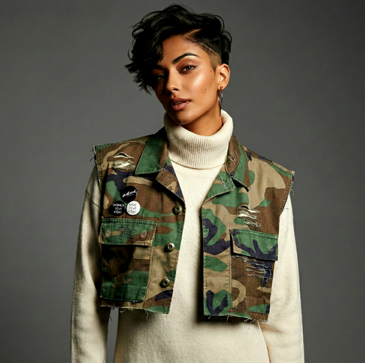 Vintage Cropped Camo Vest