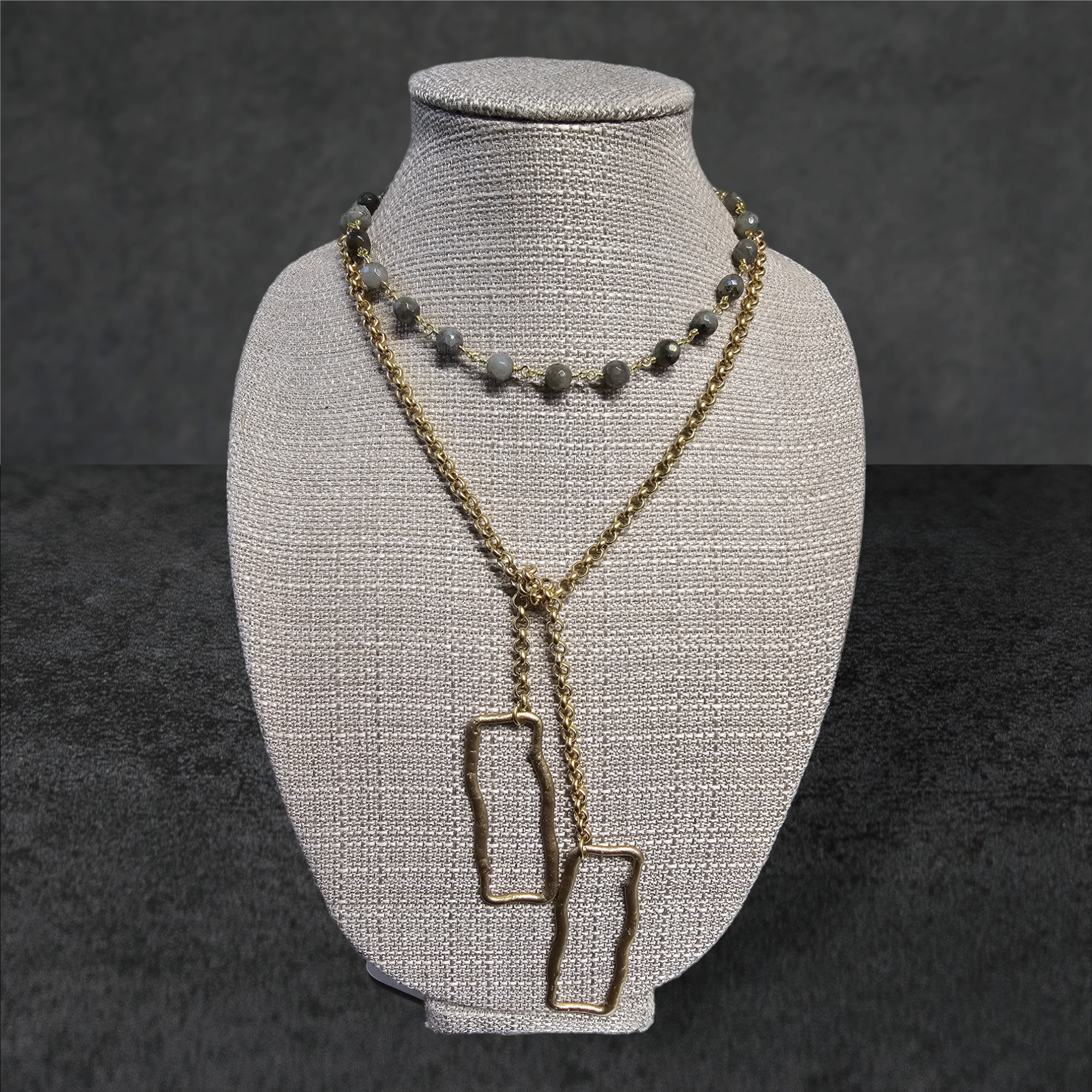 Labradorite Stone Laureate with Gold Rosary Chain & Connectors
