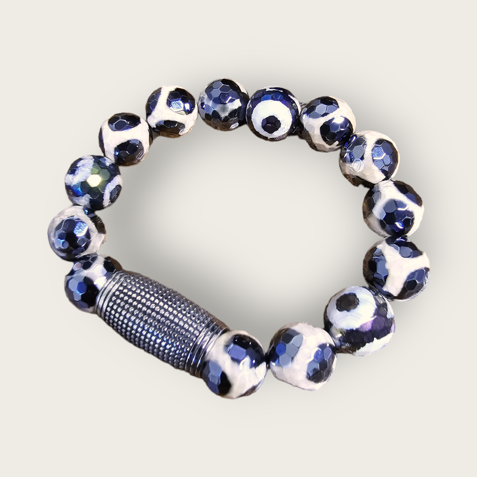 Iridescent Tibetan Agate Bracelet with Stainless Steel Tube