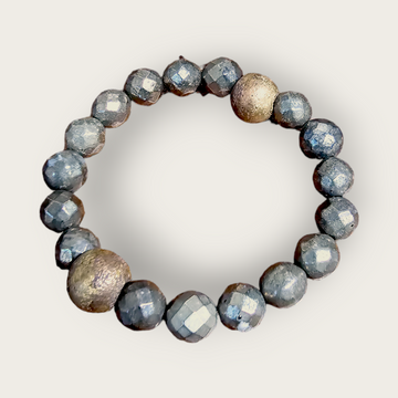 Faceted Pyrite Bracelet with Antique Bronze Accent Bead