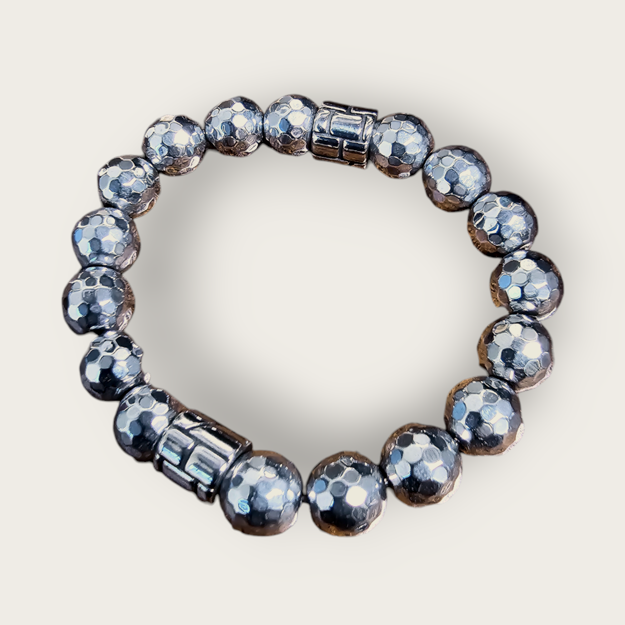Hematite Bracelet with Stainless Steel Accent Beads
