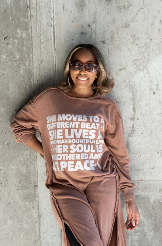 "She Moves to a Different Beat" Sweatshirt Dress