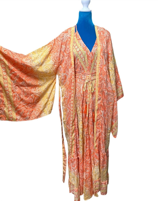 The Sunset Spice Silk Kimono Set