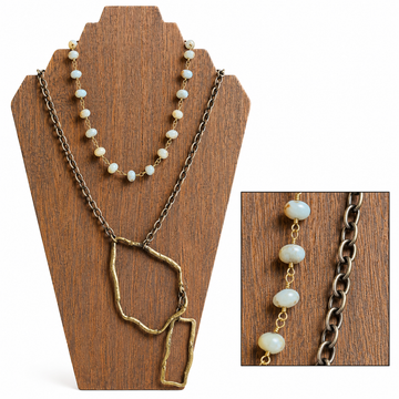 Amazonite Rondelle Stone | Antique Bronze Chain & Connectors