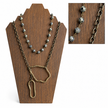 African Turquoise Stone | Antique Bronze Chain & Connectors
