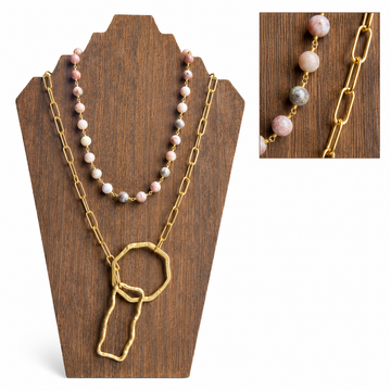 Unikite Frosted Stone | Gold Plated Chain & Connectors