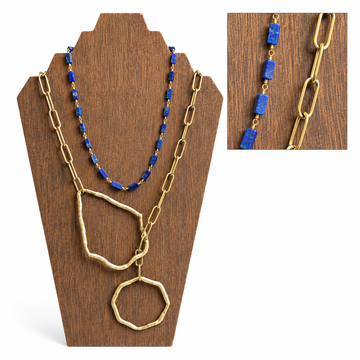 Blue Lapis Stone | Gold Stainless Steel Chain & Connectors