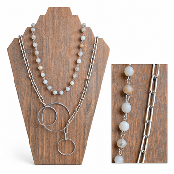 Frosted Agate Stone | Stainless Steel Chain & Connectors