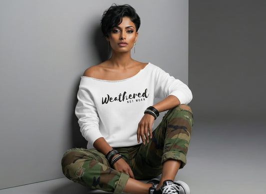 BLACK&WHITE Off-shoulder Sweatshirt