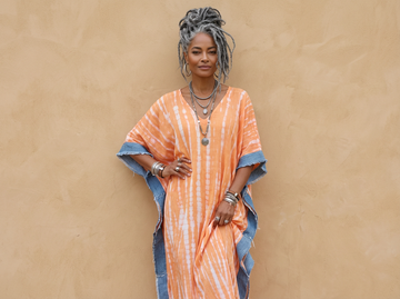 The Perfectly Imperfect Kaftan (Orange Tie-Dye / Denim Trim)