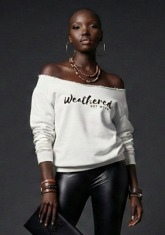 BLACK&WHITE Off-shoulder Sweatshirt